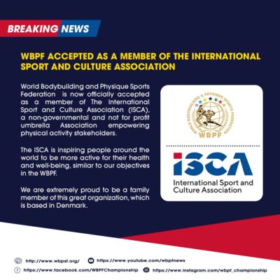World Bodybuilding and Physique Sports Federation (WBPF) has been accepted as a member of The Foundation for Sport, Development, and Peace (FSDP)